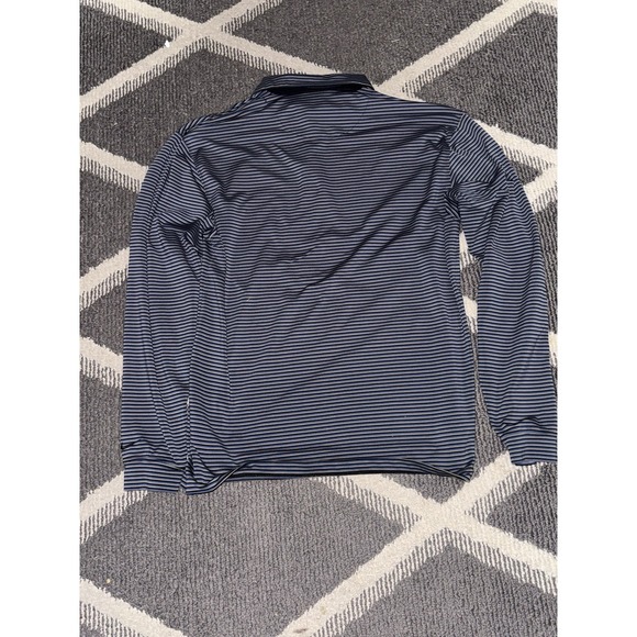 Nike Golf Polo Mens M Blue Gray Striped Long Sleeve Top Swoosh Embroidery Sierra - Picture 7 of 7